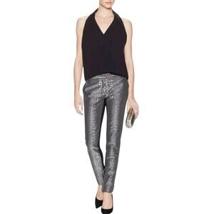 Diane Von Furstenberg Alexis Dress Pants Womens 10 Metallic Jacquard Alligator